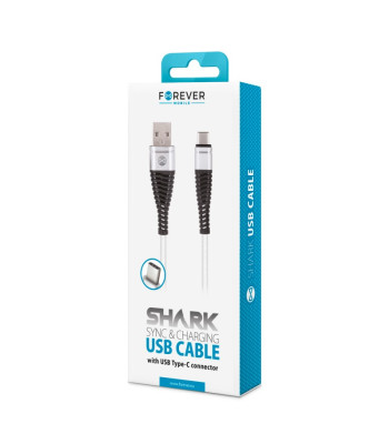 Forever Shark kabelis USB - USB-C 1,0 m 2A balts