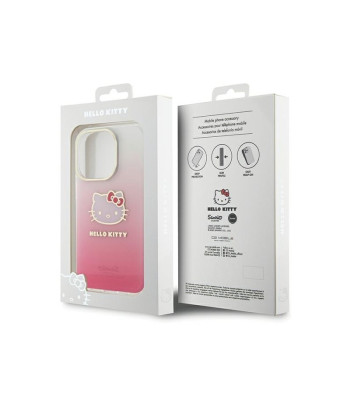 Hello Kitty maciņš iPhone 15 Pro 6.1 rozā cietajam maciņam IML Gradient Electrop Kitty maciņš galvai