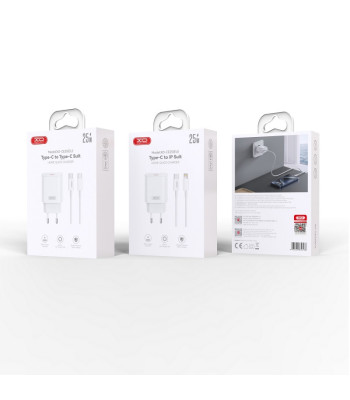 XO sienas lādētājs CE25 PD 25W 1x USB-C balts + kabelis USB-C - USB-C