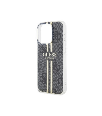 Guess maciņš priekš iPhone 15 Pro Max 6,7 GUHCP15XH4PSEGK melns HC IML 4G GOLD STRIPE