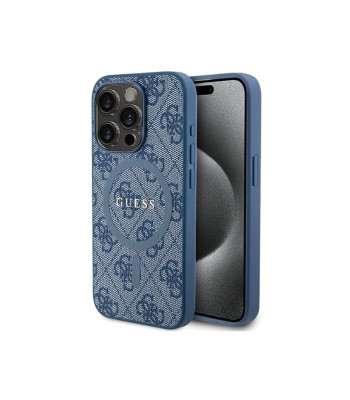 Guess maciņš iPhone 15 Pro Max 6,7 GUHMP15XG4GFRB zils HC MAGSAFE PU 4G RING CLASSIC LOGO