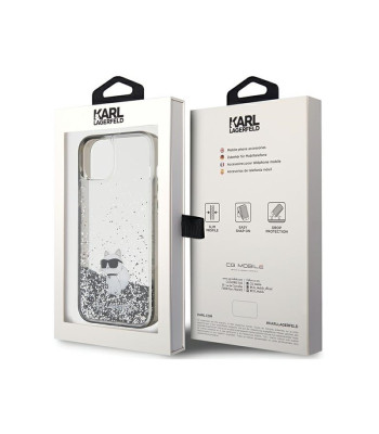 Karl Lagerfeld futrālis iPhone 15 Plus 6.7 KLHCP15MLKCNSK KARL HC LIQ. GLITTER C caurspīdīgs