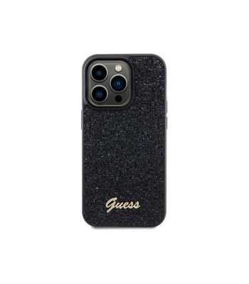 Guess maciņš iPhone 14 Pro 6.1 GUHCP14LPMSDGSK HC PU DISCO SCRIPT METAL BLACK