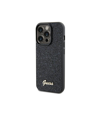 Guess maciņš iPhone 13 Pro 6.1 GUHCP13LPMSDGSK HC PU DISCO SCRIPT METAL BLACK