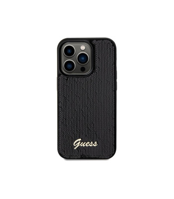 Guess futrālis iPhone 14 Pro Max 6,7 GUHCP14XPSFDGSK HC SEXUIN SCRIPT METAL BLACK