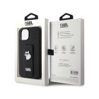 Karl Lagerfeld maciņš iPhone 15 Plus 6,7 KLHCP15MGSACHPK melns HC GRIPSTAND SAFFIANO CHOUPETTE PINS