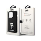 Karl Lagerfeld maciņš iPhone 15 Pro 6.1 KLHCP15LSMHKNPK melns HC SILICONE IKONIK METAL PIN