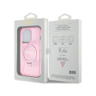 Guess maciņš iPhone 15 Pro 6.1 GUHMP15LHRSGSP rozā HC RING STAND MAGSAFE SCRIPT LOGO GLITTER