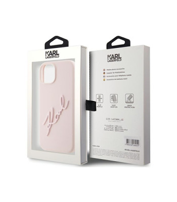 Karl Lagerfeld maciņš iPhone 15 6.1 KLHCP15SSKSBMCP rozā HC SILICONE KARL SCRIPT LOGO