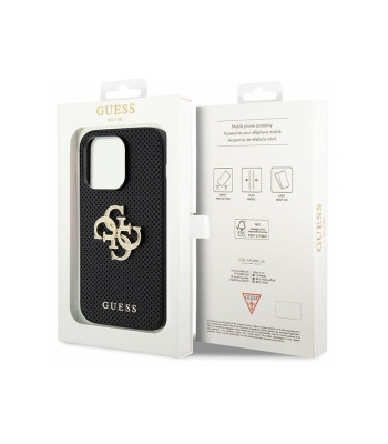 Guess maciņš iPhone 15 Pro Max 6,7 GUHCP15XPSP4LGK melns HC PERFORATED PU 4G GLITTER