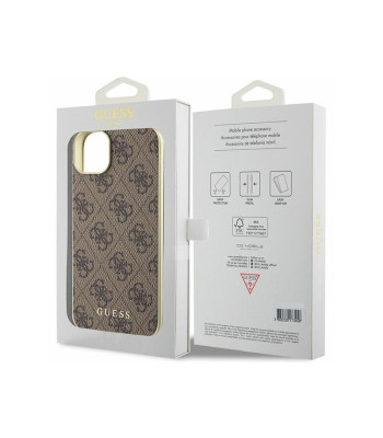 Guess maciņš iPhone 15 Plus 6.7 GUHCP15SGF4GBR brūns ciets maciņš 4G Charms Collection