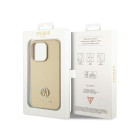 Guess maciņš iPhone 15 Pro 6.1 GUHCP15LPS4DGPD zelta HC PU 4G Metāla logotipa Strass