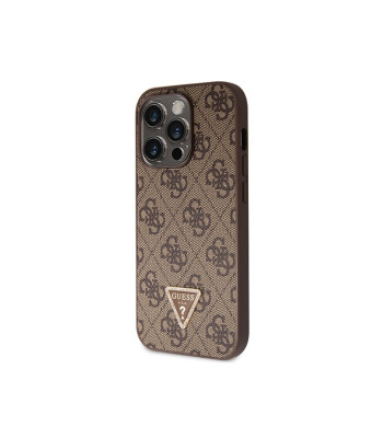 Guess maciņš iPhone 15 Pro 6.1 GUHCP15LP4TDSCPW brūns cietais korpuss Crossbody 4G metāla logotips