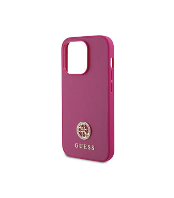 Guess maciņš tālrunim iPhone 15 Pro Max 6,7 GUHCP15XPS4DGPP rozā HC PU 4G Metal Logo Strass