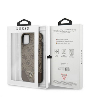 Guess maciņš priekš iPhone 11 GUHCN61PU4GHBR brūns ciets korpuss 4G Triangle Collection