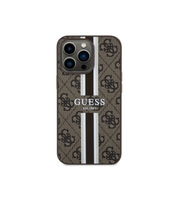 Guess maciņš iPhone 13 Pro 6.1 GUHMP13LP4RPSW brūns ciets maciņš Magsafe 4G Printed Stripes