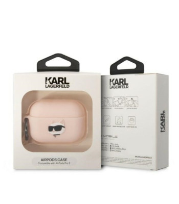 Karl Lagerfeld futrālis priekš Airpods Pro 2 KLAP2RUNCHP rozā 3D Silikona NFT Karl