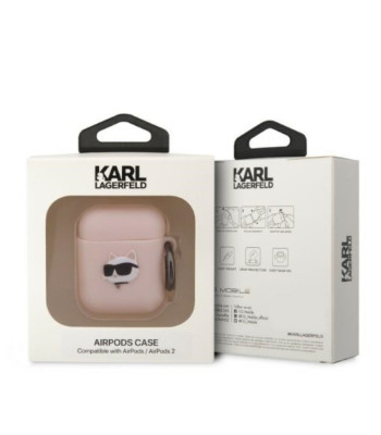 Karl Lagerfeld maciņš Airpods 1/2 KLA2RUNCHP rozā 3D Silikona NFT Karl