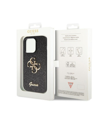 Guess maciņš iPhone 14 Pro 6.1 GUHCP14LHG4SGK melns HC Fixed Glitter Big 4G