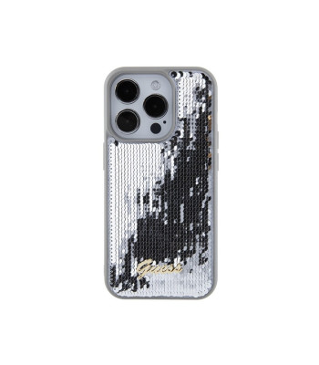 Guess futrālis iPhone 15 Pro 6.1 GUHCP15LPSFDGSS sudraba HC Sequin Script Metal