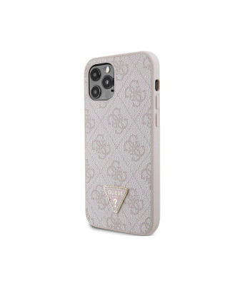 Guess maciņš iPhone 12 / 12 Pro 6,1 GUHCP12MP4TDSCPP rozā HC PU ādas metāla logotips Strass Crossbody