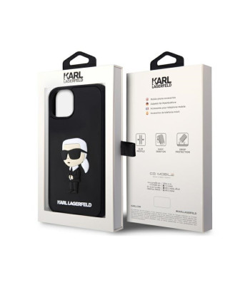 Karl Lagerfeld maciņš iPhone 14 Plus 6,7 KLHCP14M3DRKINK melns cietais apvalks Saffiano Mono Patch Ikonik NFT