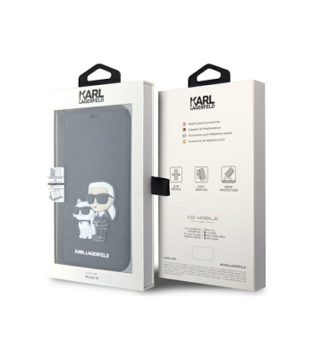 Karl Lagerfeld maciņš iPhone 14 6.1 KLBKP14SSANKCPK melns BT Saffiano Patch Karl-Choupette NFT