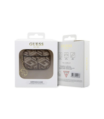 Guess maciņš priekš AirPods Pro 2 GUAP2PGCE4CW brūns Gcube Classic Gold Logo W/Charm