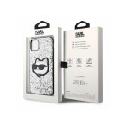 Karl Lagerfeld futrālis iPhone 11 / XR KLHCN61G2CPS sudraba cietais korpuss Glitter Choupette Patch