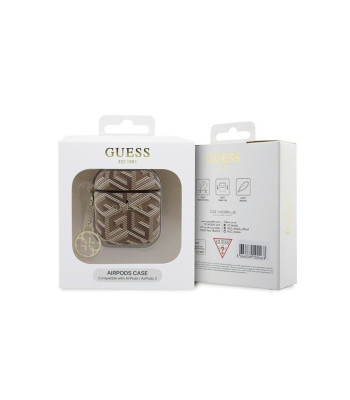 Guess maciņš priekš AirPods 1/2 GUA2PGCE4CW brūns Gcube Classic Gold Logo W/Charm