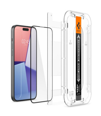 Spigen rūdīts stikls GLAS.TR EZ FIT FC 2-PACK priekš iPhone 15 Plus 6,7 melns