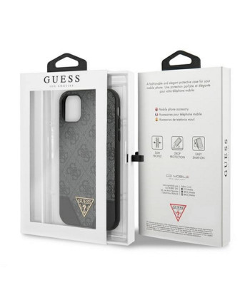 Guess maciņš priekš iPhone 11 GUHCN61PU4GHBK pelēks cietais korpuss 4G Triangle Collection