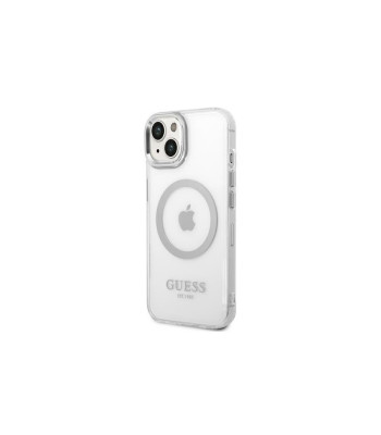 Guess futrālis iPhone 14 Pro Max 6.7 GUHMP14XHTRMS sudraba HC Magsafe Metal Outline