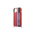 Karl Lagefeld maciņš iPhone 14 6.1 KLHCP14SSSTTP rozā cietais maciņš Color Stripes Strap