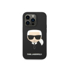 Karl Lagerfeld maciņš iPhone 14 Pro 6.1 KLHMP14LSLKHBK melns cietais korpuss Silikona Karl&#39;s Head Magsafe