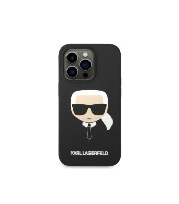 Karl Lagerfeld maciņš iPhone 14 Pro 6.1 KLHMP14LSLKHBK melns cietais korpuss Silikona Karl's Head Magsafe