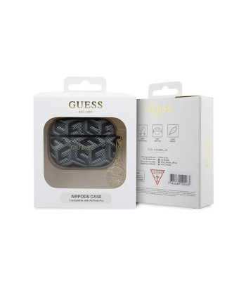 Guess maciņš priekš AirPods Pro GUAPPGCE4CK melns Gcube Classic Gold Logo W/Charm