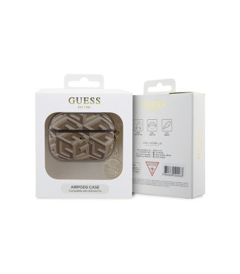 Guess futrālis priekš AirPods Pro GUAPPGCE4CW brūns Gcube Classic Gold Logo W/Charm