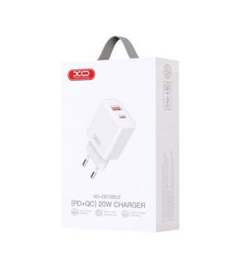 XO sienas lādētājs CE12 PD QC 3.0 20W 1x USB 1x USB-C balts