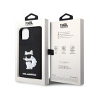Karl Lagerfeld maciņš iPhone 14 Plus 6,7 KLHCP14M3DRKHNK melns ciets maciņš 3D Rubber Choupette NFT