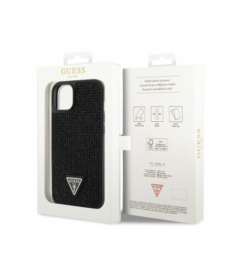 Guess maciņš iPhone 14 Plus 6,7 GUHCP14MHDGTPK melns ciets korpuss Rhinestone Triangle