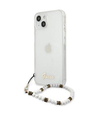 Guess maciņš iPhone 13 Pro / 13 6.1 GUHCP13LKPSWH Caurspīdīgs cietais korpuss White Pearl