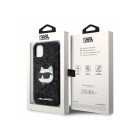 Karl Lagerfeld futrālis iPhone 11 / XR KLHCN61G2CPK melns ciets korpuss Glitter Choupette Patch