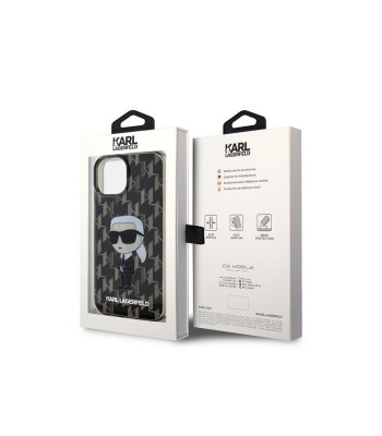 Karl Lagerfeld futrālis iPhone 15 6.1 KLHCP15SHNKMKLK melns HC IML Ikonik Monogram