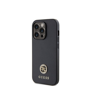 Guess maciņš iPhone 13 Pro Max 6,7 GUHCP13XPS4DGPK melns HC PU 4G Metal Logo Strass