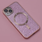 Glitter Chrome Mag maciņš iPhone 15 Plus 6.7 rozā krāsā