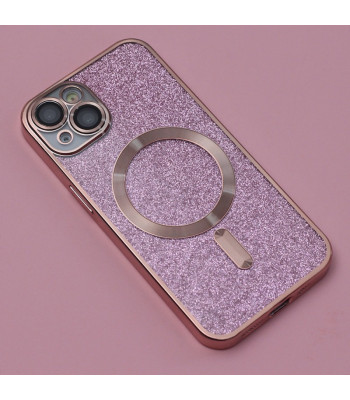 Glitter Chrome Mag maciņš iPhone 15 Plus 6.7 rozā krāsā