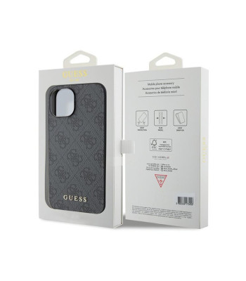 Guess futrālis iPhone 15 Plus 6,7 GUHCP15MG4GFGR szara HC PU 4G metāla logotips