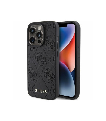 Guess maciņš iPhone 15 Pro 6.1 GUHCP15LP4EPMK melns HC PU stepēts 4G Classic