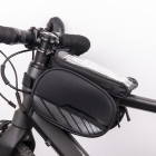 Ūdensizturīga velosipēda rāmja soma ar noņemamu telefona maciņu melna